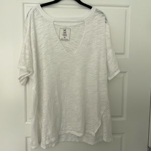 FREE PEOPLE White cut out relaxed t-shirt